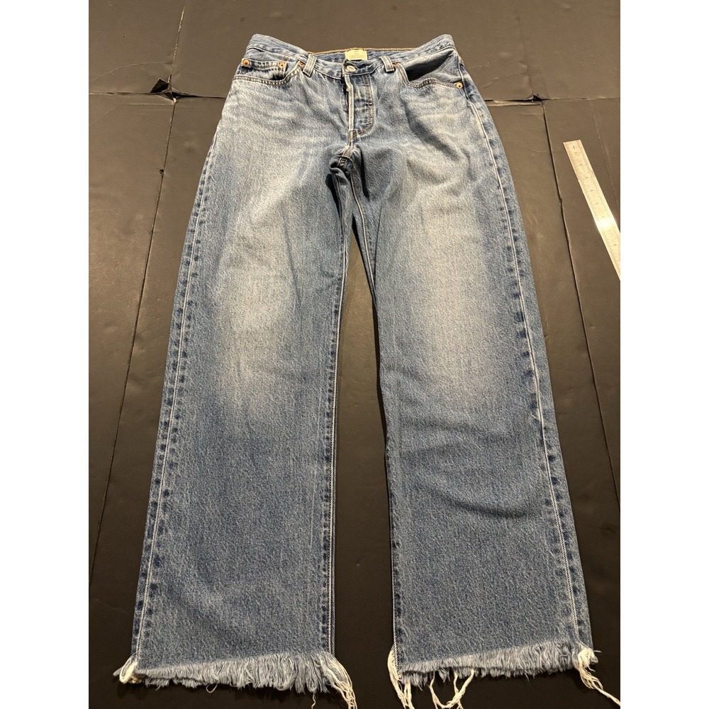 Levi's 501 '90s Distressed Frayed Hem Light Wash Blue Jeans
